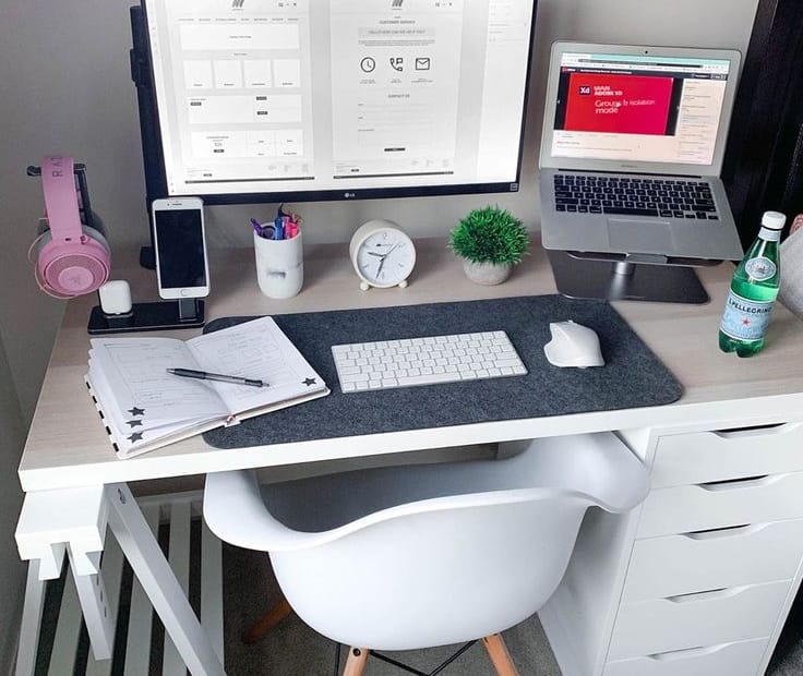 organized home office desk with daily goals